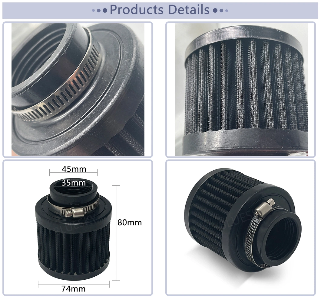 Auto Air Filter Height 85mm Neck ID: 35mm Car Cone Cold Air Intake Filter Turbo Vent Crankcase Breather Pqy-Ait22