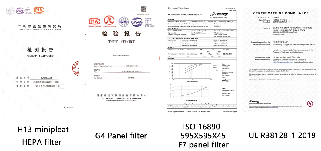 Cylinder Filter and Cone Filter for Gas Turbine Air Inlet System, F7~F9 Efficiency